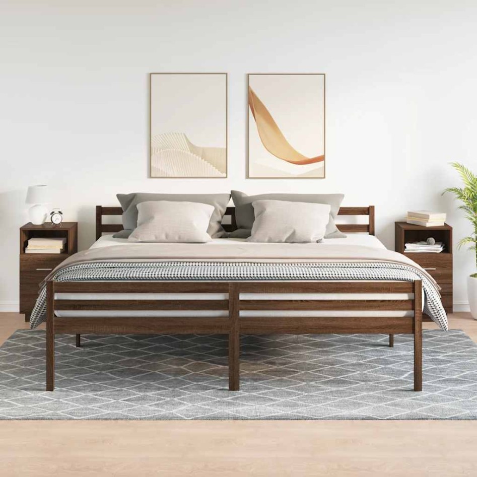 Mesillas de noche 2 uds con 2 cajones roble marrón 36x36x68