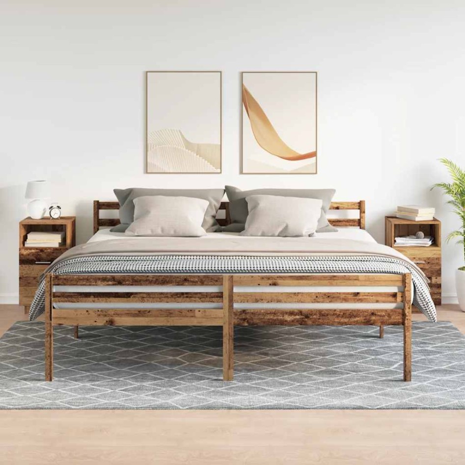 Mesillas de noche 2 uds con 2 cajones madera vieja 36x36x68