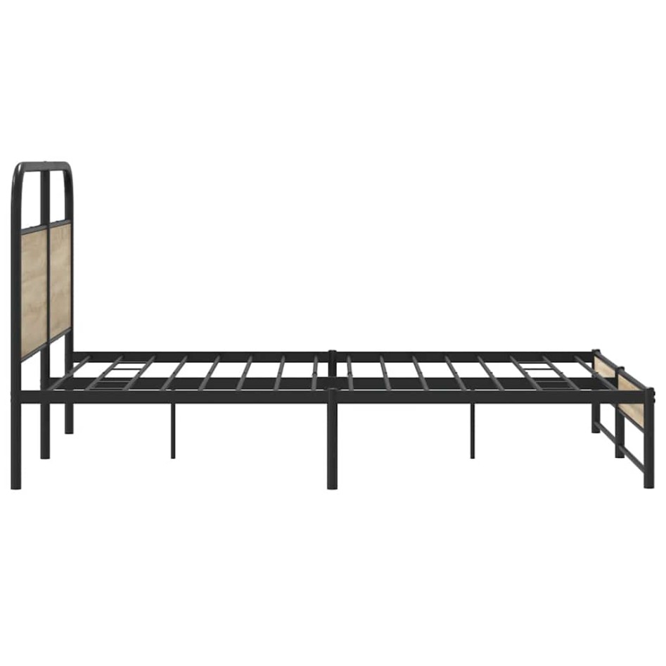 Estructura de cama sin colchón metal roble ahumado 160x200