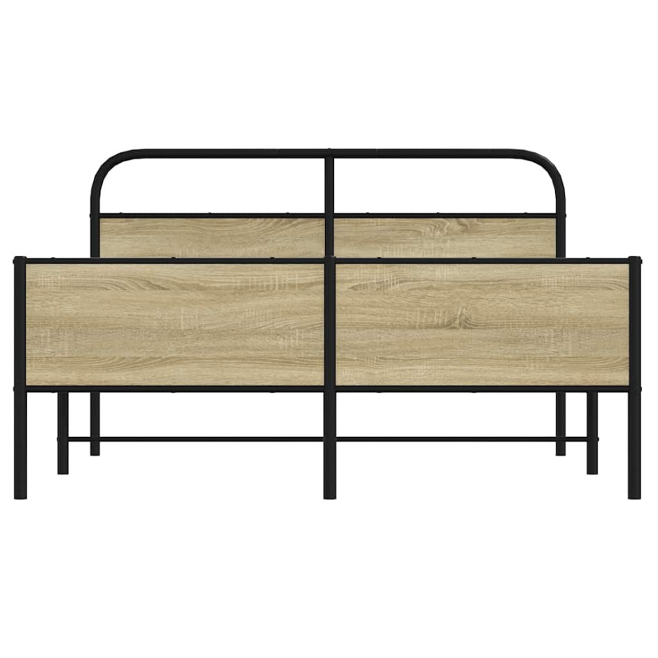 Estructura de cama sin colchón metal roble Sonoma 150x200
