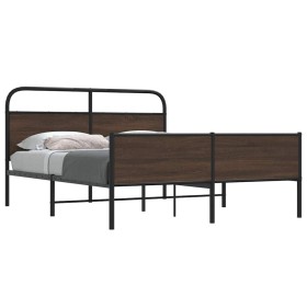 Estructura de cama sin colchón metal marrón roble 160x200