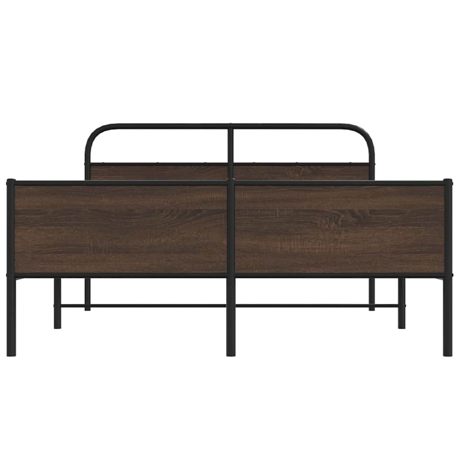 Estructura de cama sin colchón metal marrón roble 160x200