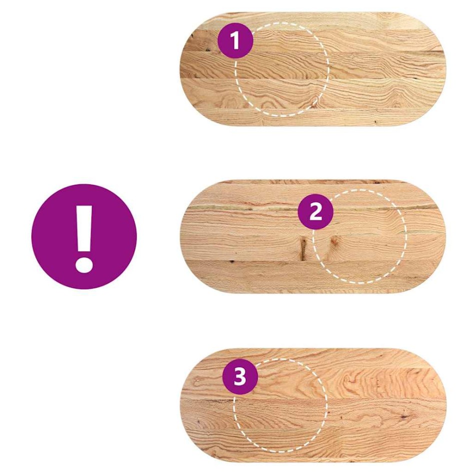 Tablero de mesa ovalado madera maciza de roble 140x60x4