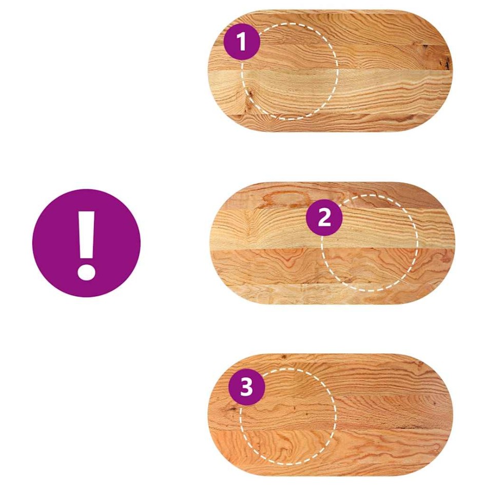 Tablero de mesa ovalado madera maciza de roble 120x60x4