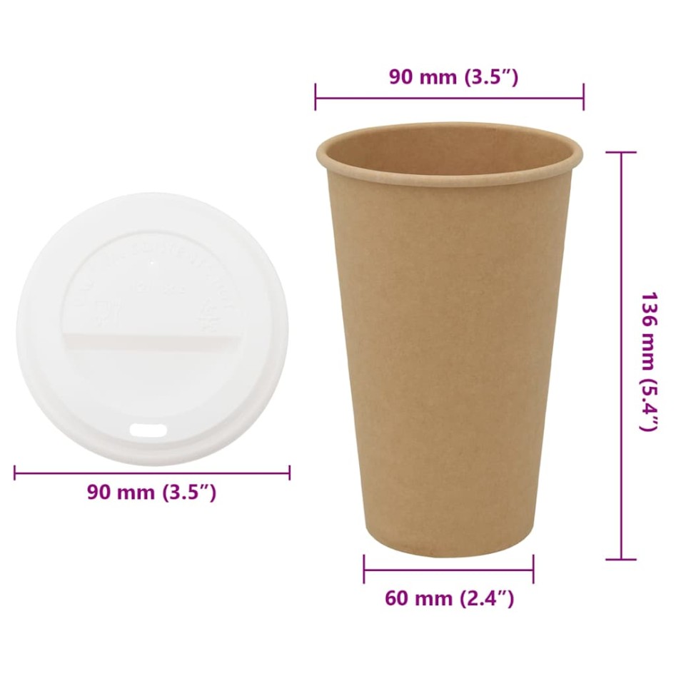 Vasos de café de papel con tapa 1000 uds 16oz