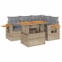 Set sofás jardín y cojines 5 pzas ratán sintético acacia