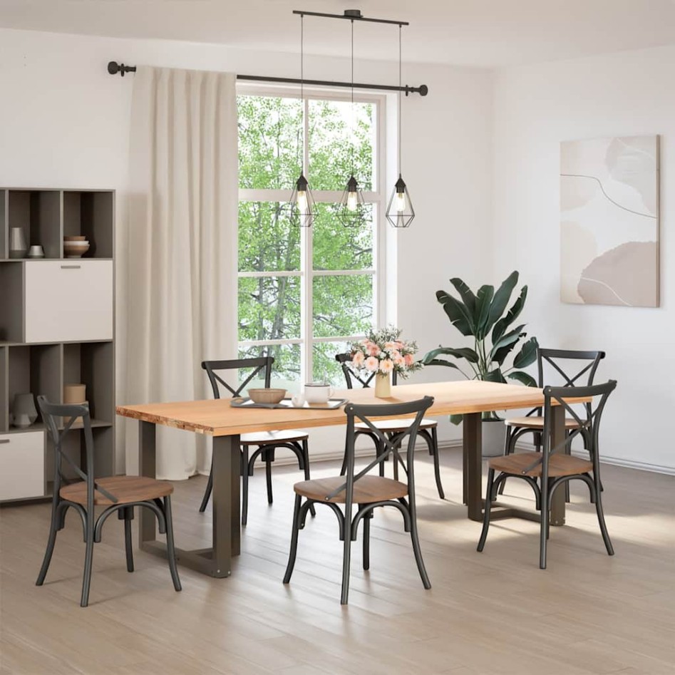 Patas mesa comedor forma T 2uds acero natural