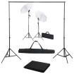 Kit estudio fotográfico con telón de fondo, lámparas y paraguas