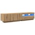 Mueble de TV luces LED madera roble artisan 180x35x40