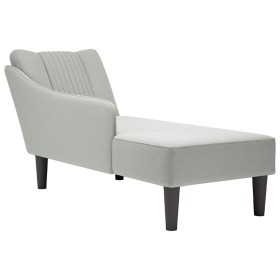 Chaise longue con reposabrazos derecho terciopelo gris
