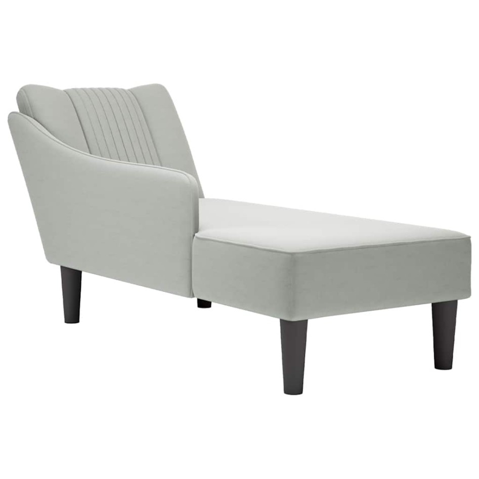 Chaise longue con reposabrazos derecho terciopelo gris