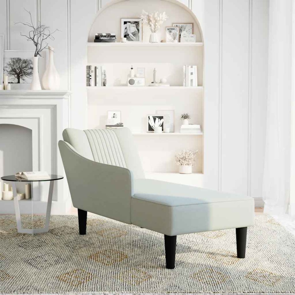 Chaise longue con reposabrazos derecho terciopelo gris