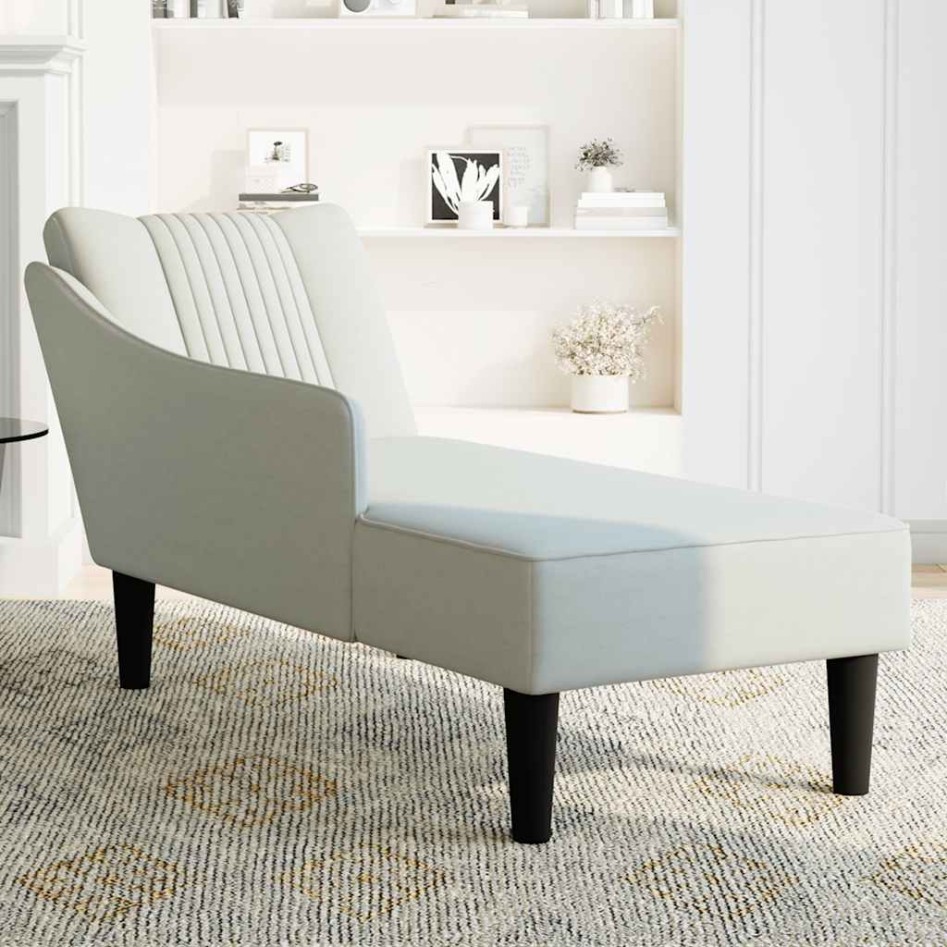 Chaise longue con reposabrazos derecho terciopelo gris