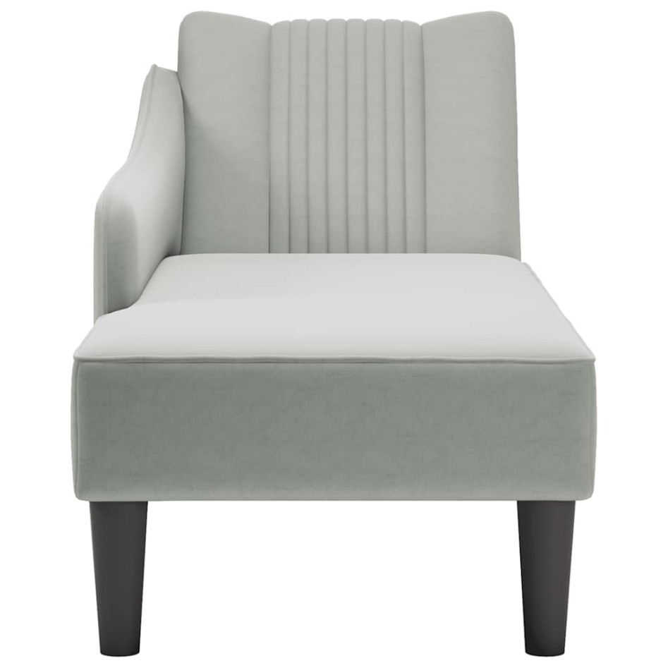 Chaise longue con reposabrazos derecho terciopelo gris