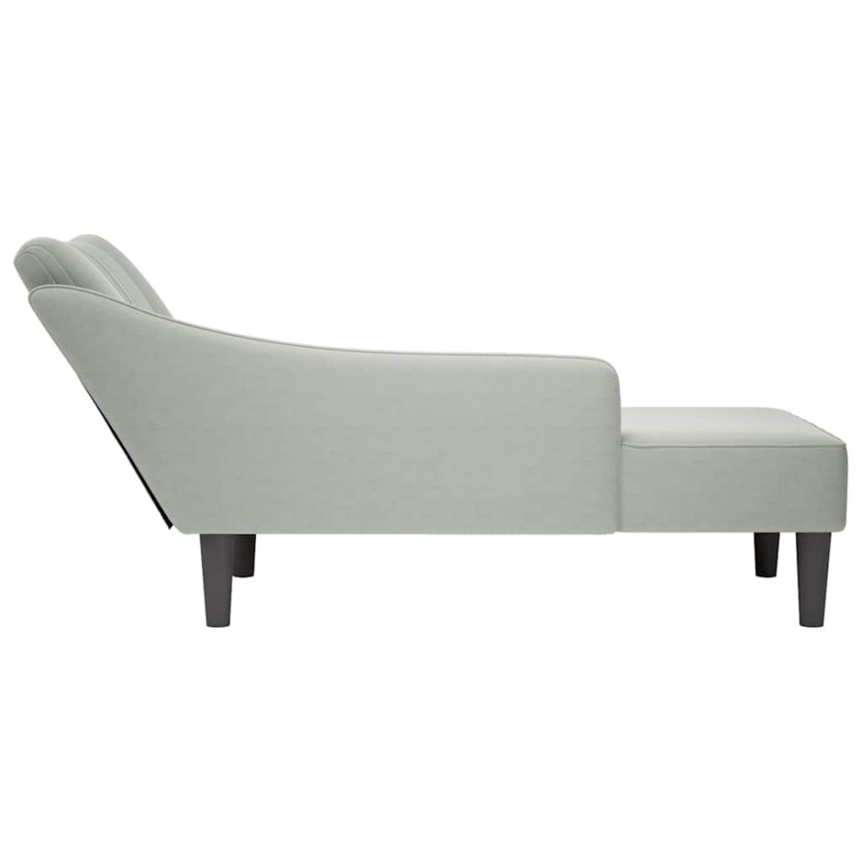 Chaise longue con reposabrazos derecho terciopelo gris