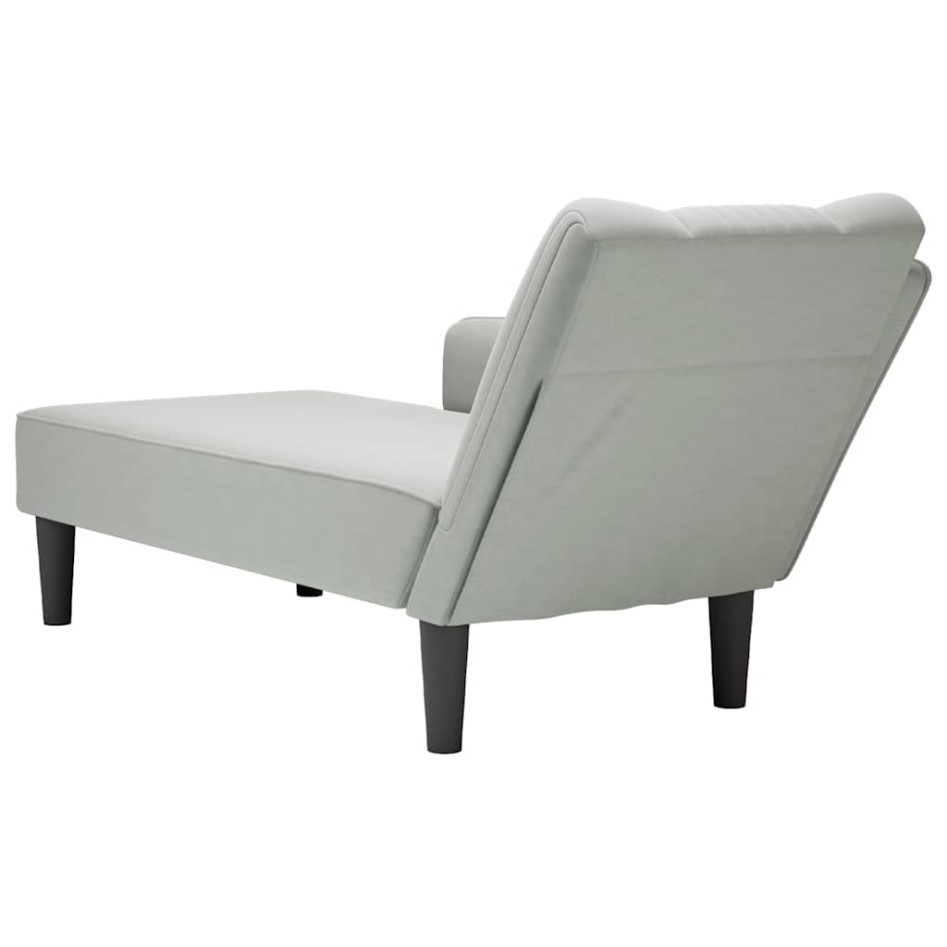 Chaise longue con reposabrazos derecho terciopelo gris