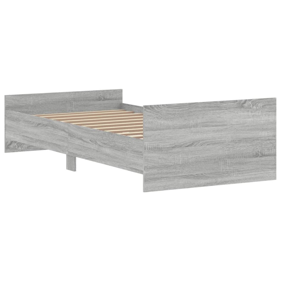Estructura de cama madera de ingeniería gris Sonoma 100x200