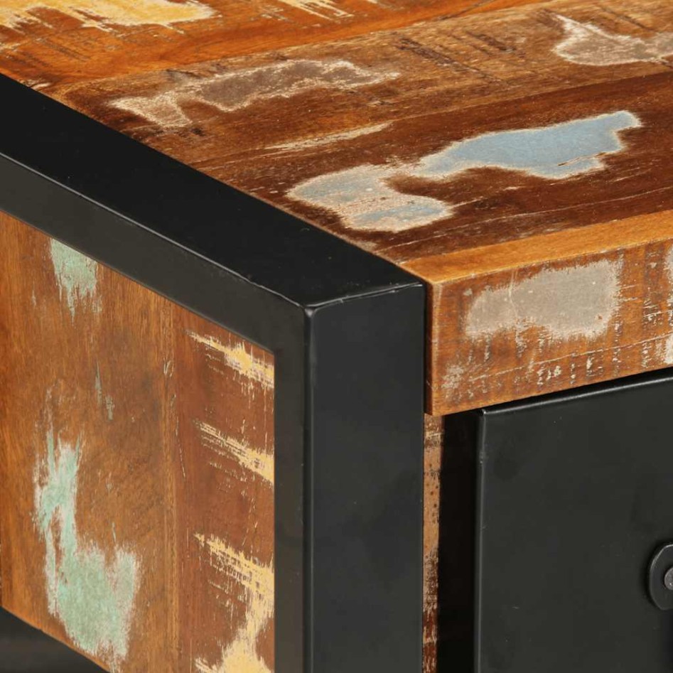 Mesitas de noche 2 uds multicolor madera maciza rugosa