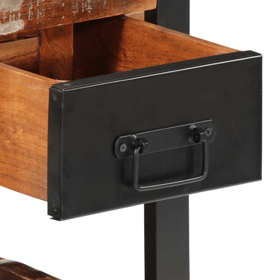 Mesitas de noche 2 uds multicolor madera maciza rugosa