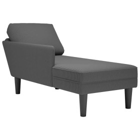 Chaise longue con cojín de tela de pana gris