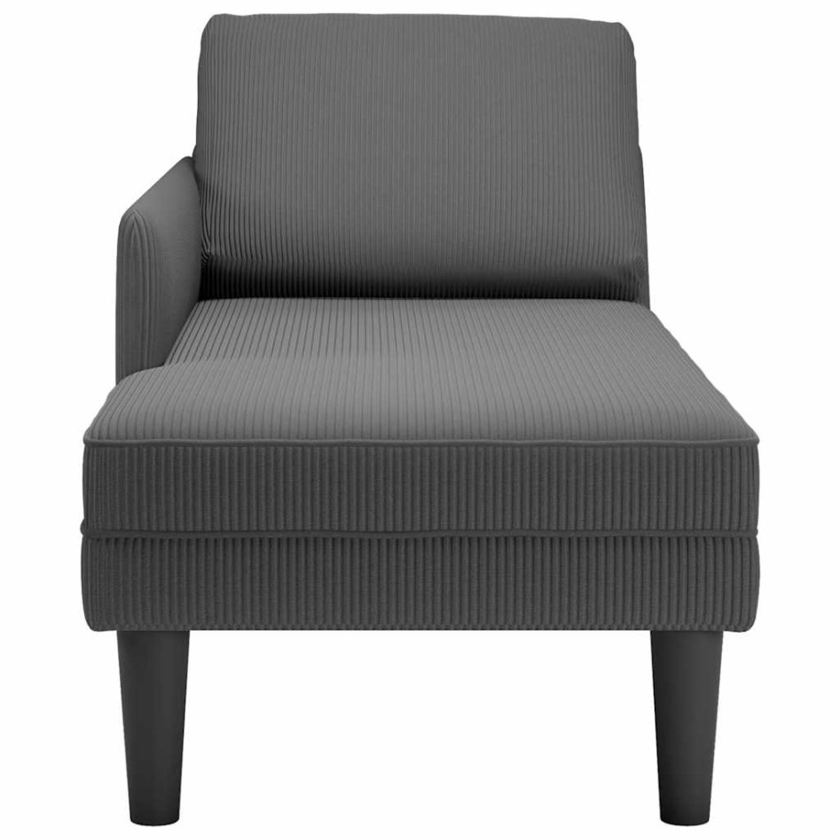 Chaise longue con cojín de tela de pana gris