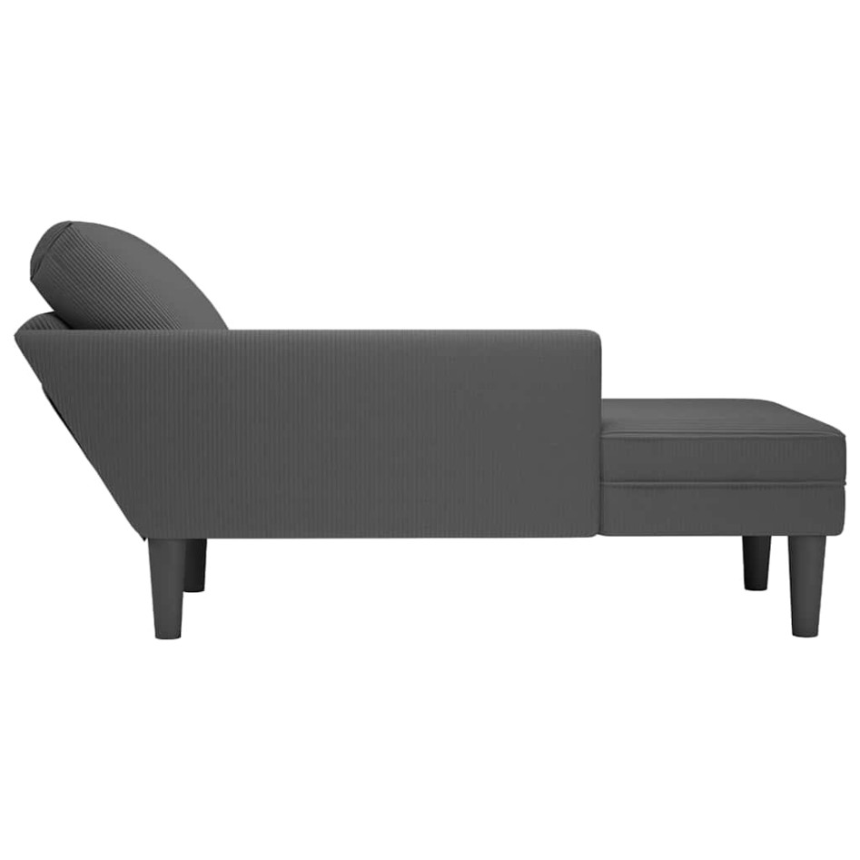 Chaise longue con cojín de tela de pana gris