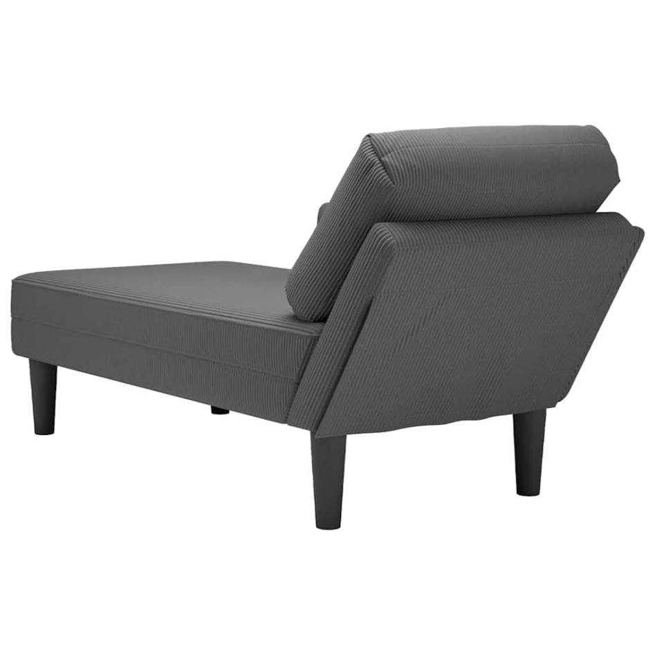 Chaise longue con cojín de tela de pana gris
