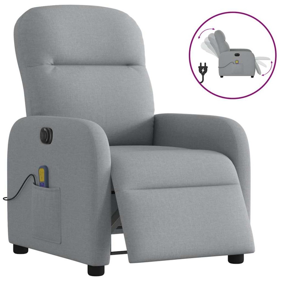 Sillón reclinable de masaje eléctrico tela gris