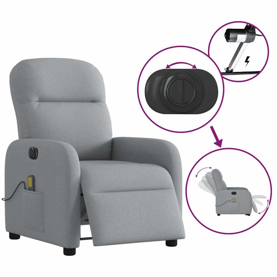 Sillón reclinable de masaje eléctrico tela gris