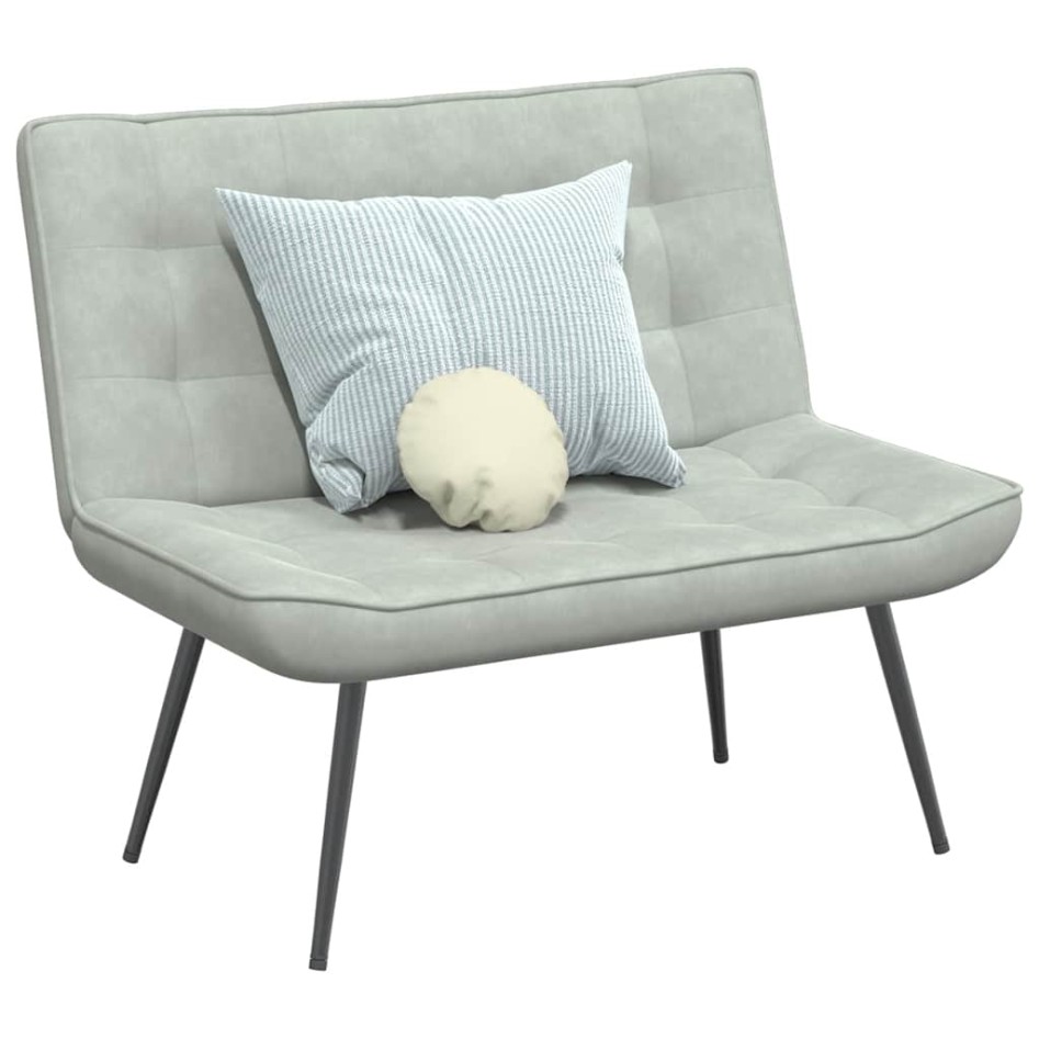 Banco de terciopelo gris claro 110x74x84