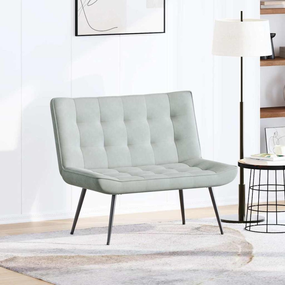 Banco de terciopelo gris claro 110x74x84