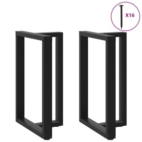 Patas de mesa de bar forma T 2 uds acero negro 60x35x(90-91)