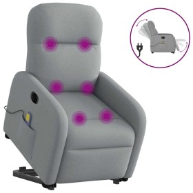 Sillón de masaje eléctrico reclinable elevable tela gris