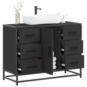 Armario de lavabo de baño madera ingeniería negro 80x33x60
