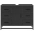 Armario de lavabo de baño madera ingeniería negro 80x33x60