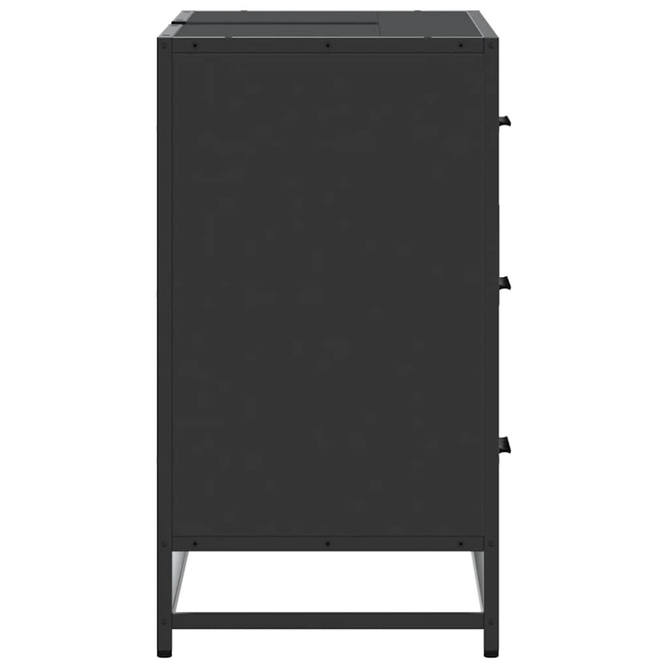 Armario de lavabo de baño madera ingeniería negro 80x33x60