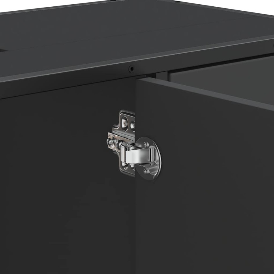 Armario de lavabo de baño madera ingeniería negro 80x33x60