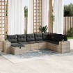 Set de sofás de jardín 8 pzas y cojines ratán sintético gris
