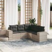 Set de sofás jardín y cojines 5 pzas ratán sintético gris claro