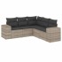Set de sofás jardín y cojines 5 pzas ratán sintético gris