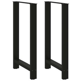 Patas de mesa de centro acero negro 2 uds 60x(100-101)