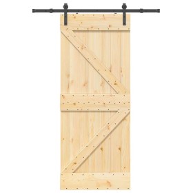 Puerta corredera con herrajes madera maciza de pino 85x210