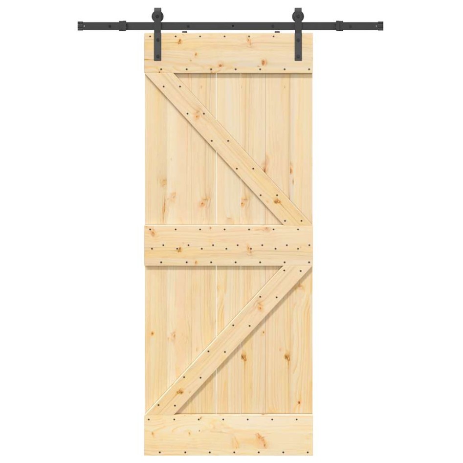 Puerta corredera con herrajes madera maciza de pino 85x210