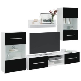 Muebles para TV 5 piezas con iluminación LED negra