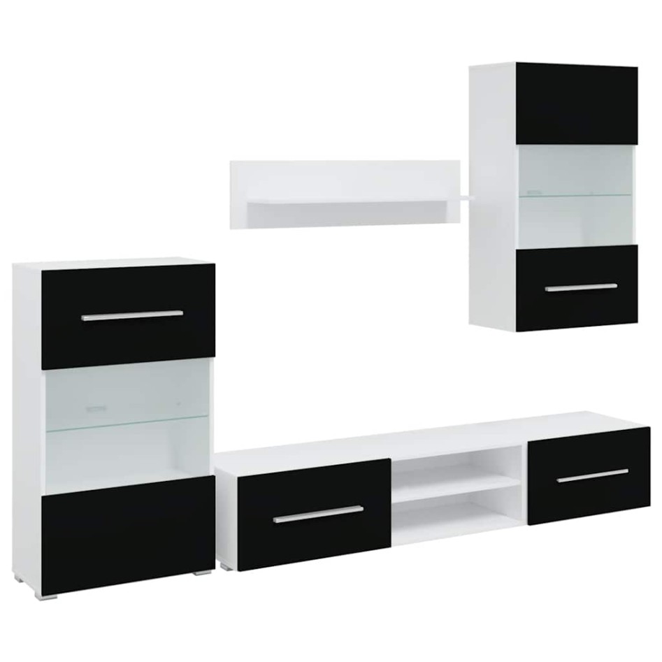 Muebles para TV 5 piezas con iluminación LED negra