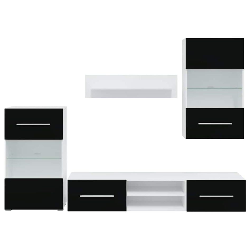 Muebles para TV 5 piezas con iluminación LED negra