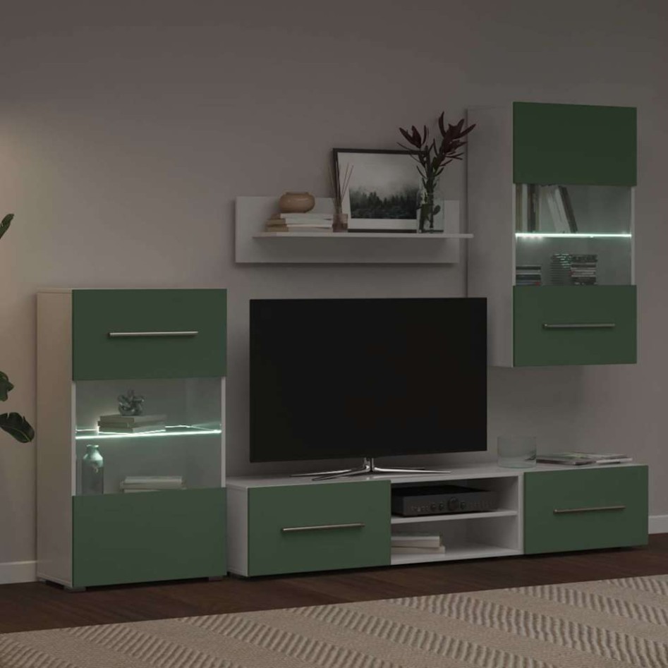 Muebles para TV 5 piezas con iluminación LED verde