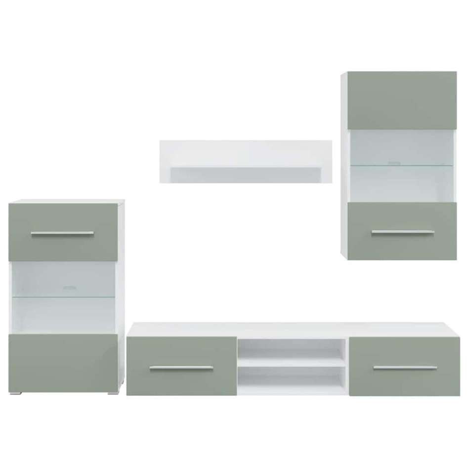 Muebles para TV 5 piezas con iluminación LED verde