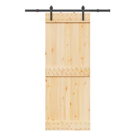 Puerta corredera con herrajes madera maciza de pino 80x210