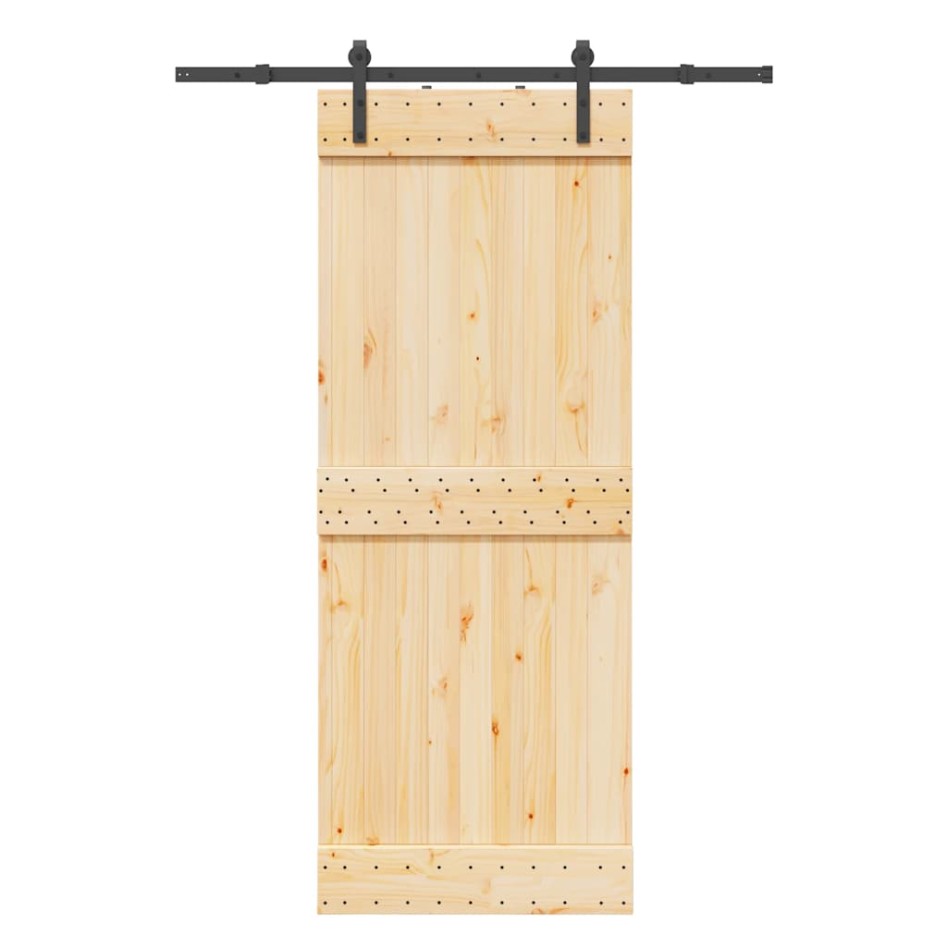 Puerta corredera con herrajes madera maciza de pino 80x210